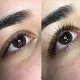 Comparison of two eyes, the one on the right has lifted lashes