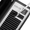 A tweezer grabbing one of the lashes from the cassette